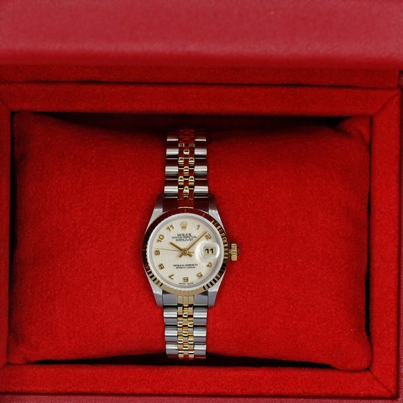 ROLEX LADIES DATEJUST WATCH 69173 GOLD & STEEL BEIGE DIAL FLUTED BEZEL 26MM main image 4